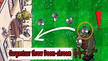 What happens when Gargantuar throw Doom-shroom at 