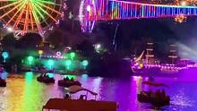 广东#东莞隐贤山庄 烟花灯光秀好美，和喜欢的人坐在小船或者摩天轮上欣赏这般美景，太浪漫了！#旅行大玩