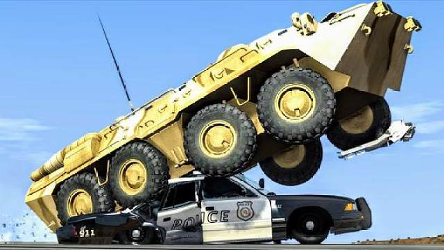 极限实验室:普通汽车和蟑螂车的对抗,普通汽车脆得跟纸一样