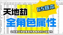 天地劫65版本全角色属性表