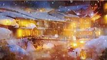 温泉古镇的唯美风雪场景，想象自己住在这样的屋子里，心特别的静，听着氛围声音，不知不觉进入深度睡眠状态