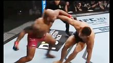 MMA fighters knocked down each other.