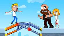 搭桥大师 小哥搭好桥，拿到棍子，打跑了坏蛋！炯囧侠解说