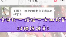 【光与夜之恋】齐司礼－短信－大雨将至（3种选项齐）