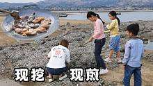 沙滩赶海竟碰上好资源，没有工具随便挖都有，现煎一锅吃的过瘾了