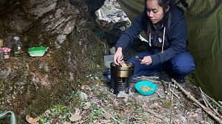 泰国小姐姐米恩-丛林技能-2天单人露营-自制木炉-最小装备-野生食物觅食