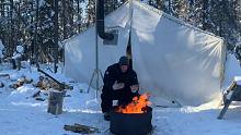 加拿大荒野极端环境生存-零下-30°摄氏度冬季露营维京热帐篷