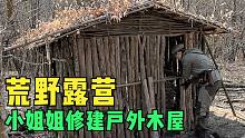 乔安娜的野外生活-小姐姐修建森林中的长期庇护所.墙壁和窗户.丛林石壁炉烹饪（第5部分）