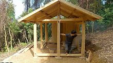 热带雨林生存-荒野求生，第182集-继续完成美丽的小木屋-手工制作-生存本能，野外生存