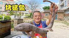 1020买2条狗鲨鱼，阿胖山秘制“炭火烤鲨鱼”，油一泼看饿了！