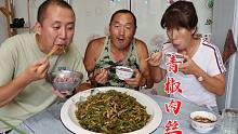 摘光菜园子辣椒，做道青椒肉丝，又香又辣，爽滑可口，超下饭