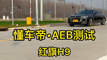 红旗H9的AEB主动刹车测试，结果比德系奔驰强太多了！挺起胸来，这项性能中国车就是比合资车强