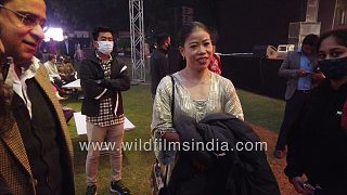 Mary Kom, the famous boxer, arrives at Northeast F