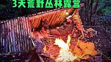 一人一狗森林里野营-3天丛林营地露营：加工火种、生存技能、野外森林营地
