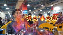 广东“怪鹅”会喷火，不加一滴水，锅盖上面全是火，128元半锅，锅气十足
