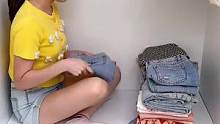 有了这个#牛仔裤收纳袋 ，裤子再多钱也不怕没地放了，好用不占空间，给我省出大半个衣柜#好物推荐 #实