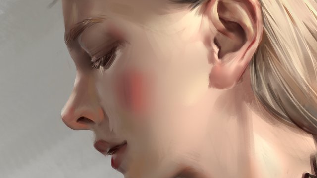 【板绘】厚涂色块起稿示范 欧式女侧脸板绘厚涂过程