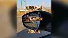 倒车入库，小于30厘米调整入库！