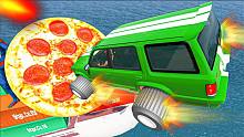 汽车模拟器：挑战飞跃巨型披萨！谁能获得巨型披萨呢？炯囧侠解说
