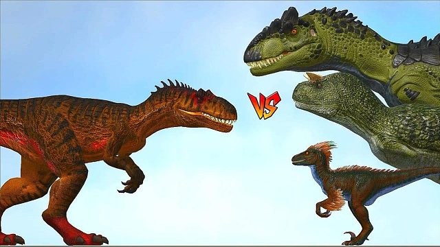 方舟恐龙对战：巨猛禽vs猛禽卡诺阿洛，谁更厉害一点！