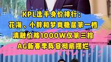 KPL选手身价排行:花海、小胖和梦岚稳居第一档，清融价格1000万仅三档，AG新赛季阵容彻底摆烂#小