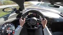 奥迪R8，搭载V10发动机，bba唯一超跑，最快时速346km/h全过程！#奥迪 #奥迪R8#危险动