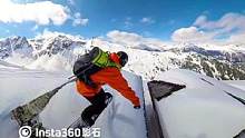 脚踩单板，飞檐走壁！（专业动作，请勿模仿）#滑雪 #带着insta360去滑雪 #全景相机