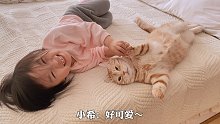 猫咪公主今天吸的这只大橘猫很会享受