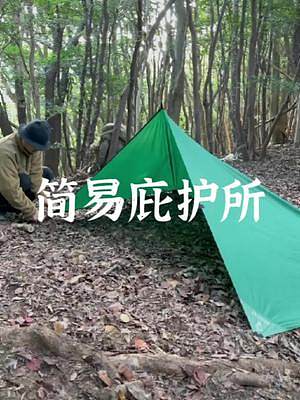 如何用一张帐篷布做一个简易庇护所#露营报告 #露营 #野营 