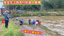 发生在江西赣州农村的真人真事，2亩鱼塘干水后，一家人都出动了