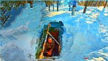 这么大的雪，把地下木屋都给埋了，铲掉积雪，一个人在木屋过夜#木屋#解压#助眠#野外建造#冰天雪地#治