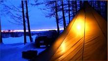 零下25度北海道露营，寒风阵阵，一个人在帐篷里煮泡面#露营美食#柴火炉#露营#助眠#户外#帐篷#深夜