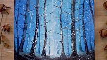 手工绘画教学，雪林风景的绘画方法！