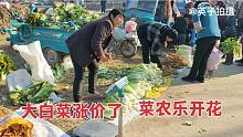 山东农村集市白菜大涨价，菜农乐开了花，看看涨到多少钱了？