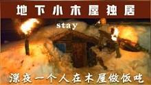 一个人住在地下小木屋，外面冰天雪地，用柴火炉做饭取暖#户外#柴火炉#野外生存#木屋#解压#助眠#治愈