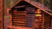 用手工工具建造一栋木屋（4）夜晚和狗子在木屋过夜#木屋#木屋建造#小木屋#野外建造#野外搭建 