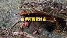在树林里一把小刀建临时庇护所露营过夜，钻木取火、酒瓶烧水。#野外 #户外 #户外生活 #露营 #野营
