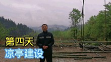 坚持日更的阿婆不多了，冒雨砍竹子加快进度建凉亭