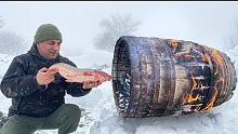 Original Cooking Of A Huge CARP in a BARREL! Life 