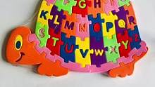 #幼儿园启蒙数字 让宝宝轻松认识字母，拼图学字母做个彩色乌龟吧#幼儿园手工
