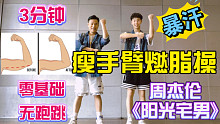 3分钟0基础瘦手臂燃脂操周杰伦《阳光宅男》保姆级分解教程暴汗燃脂舞无跑跳小白大体重友好