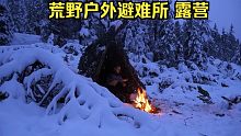 冬季丛林荒野露营之旅，修建户外避难所，烹饪和野营过夜