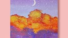 油画棒入门教学《星月云》“爱你的人，已星夜兼程走在来路”#油画棒风景画 #油画棒绘画 #油画棒画画 
