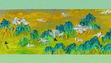 如此的朴实无华而又简单，你学会了吗？#一起学画画 #油画棒风景画 #千里江山图 #绘画过程分享 #跟