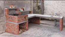 红砖的新创意灶台，在院里垒个还挺好用的。