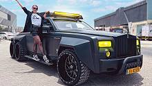 世界上第一辆劳斯莱斯 6x6 幻影，镀金的发动机太奢华了！