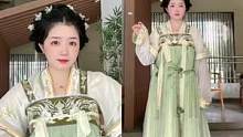 #汉服 森系小清新的齐胸，可爱满分！#服装测评 #国风合伙人