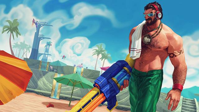 【英雄联盟手游】泳池派对 格雷福斯 技能展示