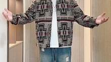 谁穿谁好看的复古印花毛呢夹克，尺码M～5XL，100～250斤都能轻松驾驭 #早秋新款 #微胖穿搭 