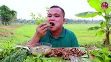 泰国大叔说今天就在田野边上吃吧